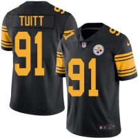 Nike Pittsburgh Steelers #91 Stephon Tuitt Black Youth Stitched NFL Limited Rush Jersey