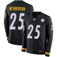 Nike Pittsburgh Steelers #25 Ahkello Witherspoon Black Team Color Youth Stitched NFL Limited Therma Long Sleeve Jersey