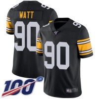 Nike Pittsburgh Steelers #90 T. J. Watt Black Alternate Youth Stitched NFL 100th Season Vapor Limited Jersey