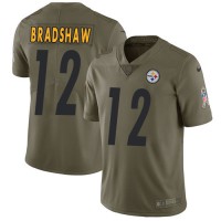 Nike Pittsburgh Steelers #12 Terry Bradshaw Olive Youth Stitched NFL Limited 2017 Salute to Service Jersey