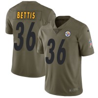 Nike Pittsburgh Steelers #36 Jerome Bettis Olive Youth Stitched NFL Limited 2017 Salute to Service Jersey