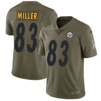 Nike Pittsburgh Steelers #83 Heath Miller Olive Youth Stitched NFL Limited 2017 Salute to Service Jersey