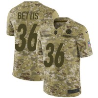 Nike Pittsburgh Steelers #36 Jerome Bettis Camo Youth Stitched NFL Limited 2018 Salute to Service Jersey