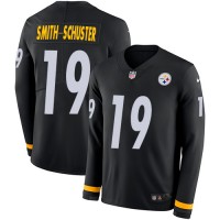 Nike Pittsburgh Steelers #19 JuJu Smith-Schuster Black Team Color Youth Stitched NFL Limited Therma Long Sleeve Jersey