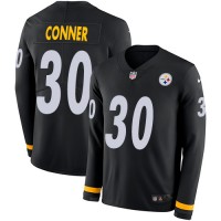 Nike Pittsburgh Steelers #30 James Conner Black Team Color Youth Stitched NFL Limited Therma Long Sleeve Jersey
