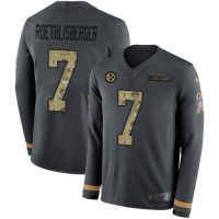 Nike Pittsburgh Steelers #7 Ben Roethlisberger Anthracite Salute to Service Youth Stitched NFL Limited Therma Long Sleeve Jersey