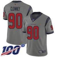 Nike Houston Texans #90 Jadeveon Clowney Gray Youth Stitched NFL Limited Inverted Legend 100th Season Jersey