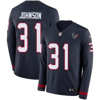 Nike Houston Texans #31 David Johnson Navy Blue Team Color Youth Stitched NFL Limited Therma Long Sleeve Jersey