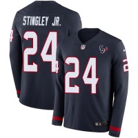 Nike Houston Texans #24 Derek Stingley Jr. Navy Blue Team Color Youth Stitched NFL Limited Therma Long Sleeve Jersey