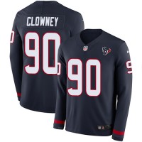 Nike Houston Texans #90 Jadeveon Clowney Navy Blue Team Color Youth Stitched NFL Limited Therma Long Sleeve Jersey
