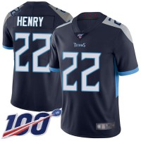 Nike Tennessee Titans #22 Derrick Henry Navy Blue Team Color Youth Stitched NFL 100th Season Vapor Limited Jersey
