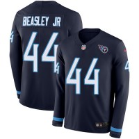 Nike Tennessee Titans #44 Vic Beasley Jr Navy Blue Team Color Youth Stitched NFL Limited Therma Long Sleeve Jersey