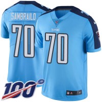 Nike Tennessee Titans #70 Ty Sambrailo Light Blue Youth Stitched NFL Limited Rush 100th Season Jersey