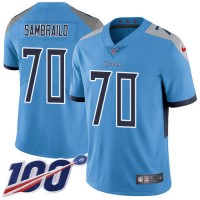 Nike Tennessee Titans #70 Ty Sambrailo Light Blue Alternate Youth Stitched NFL 100th Season Vapor Untouchable Limited Jersey