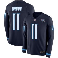 Nike Tennessee Titans #11 A.J. Brown Navy Blue Team Color Youth Stitched NFL Limited Therma Long Sleeve Jersey