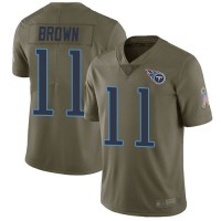 Nike Tennessee Titans #11 A.J. Brown Olive Youth Stitched NFL Limited 2017 Salute to Service Jersey