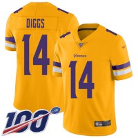 Nike Minnesota Vikings #14 Stefon Diggs Gold Youth Stitched NFL Limited Inverted Legend 100th Season Jersey