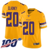 Nike Minnesota Vikings #20 Jeff Gladney Gold Youth Stitched NFL Limited Inverted Legend 100th Season Jersey