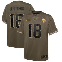Minnesota Minnesota Vikings #18 Justin Jefferson Nike Youth 2022 Salute To Service Limited Jersey - Olive
