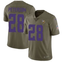 Nike Minnesota Vikings #28 Adrian Peterson Olive Youth Stitched NFL Limited 2017 Salute to Service Jersey