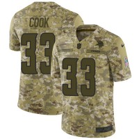 Nike Minnesota Vikings #33 Dalvin Cook Camo Youth Stitched NFL Limited 2018 Salute to Service Jersey