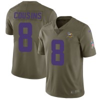 Nike Minnesota Vikings #8 Kirk Cousins Olive Youth Stitched NFL Limited 2017 Salute to Service Jersey