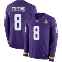 Nike Minnesota Vikings #8 Kirk Cousins Purple Team Color Youth Stitched NFL Limited Therma Long Sleeve Jersey