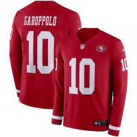 Men's San Francisco 49ers #10 Jimmy Garoppolo Red Team Color Men's Stitched NFL Limited Therma Long Sleeve Jersey