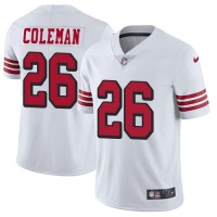 Nike San Francisco 49ers #26 Tevin Coleman White Rush Men's Stitched NFL Vapor Untouchable Limited Jersey