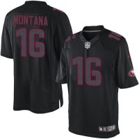 Nike San Francisco 49ers #16 Joe Montana Black Men's Stitched NFL Impact Limited Jersey