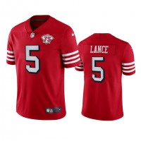 Nike San Francisco 49ers #5 Trey Lance Red Rush Men's 75th Anniversary Stitched NFL Vapor Untouchable Limited Jersey