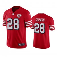 Nike San Francisco 49ers #28 Trey Sermon Red Rush Men's 75th Anniversary Stitched NFL Vapor Untouchable Limited Jersey