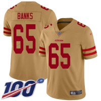 Nike San Francisco 49ers #65 Aaron Banks Gold Men's Stitched NFL Limited Inverted Legend 100th Season Jersey