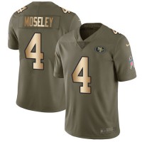 Nike San Francisco 49ers #4 Emmanuel Moseley Olive/Gold Men's Stitched NFL Limited 2017 Salute To Service Jersey