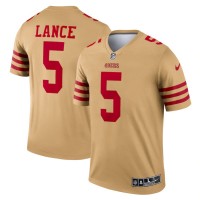 San Francisco San Francisco 49ers #5 Trey Lance Nike Men's Gold Inverted Legend Jersey