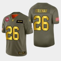 Nike San Francisco 49ers #26 Tevin Coleman Men's Olive Gold 2019 Salute to Service NFL 100 Limited Jersey
