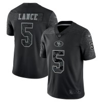 San Francisco San Francisco 49ers #5 Trey Lance Black Men's Nike NFL Black Reflective Limited Jersey