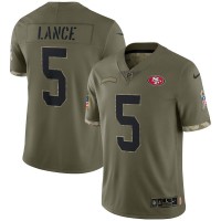 San Francisco San Francisco 49ers #5 Trey Lance Nike Men's 2022 Salute To Service Limited Jersey - Olive