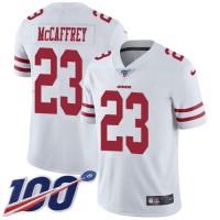 Nike San Francisco 49ers #23 Christian McCaffrey White Men's Stitched NFL 100th Season Vapor Limited Jersey