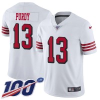 Nike San Francisco 49ers #13 Brock Purdy White Rush Men's Stitched NFL Limited 100th Season Jersey