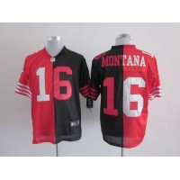 Nike San Francisco 49ers #16 Joe Montana Black/Red Men's Stitched NFL Elite Split Jersey