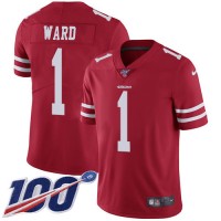 Nike San Francisco 49ers #1 Jimmie Ward Red Team Color Men's Stitched NFL 100th Season Vapor Limited Jersey