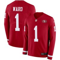 Nike San Francisco 49ers #1 Jimmie Ward Red Team Color Men's Stitched NFL Limited Therma Long Sleeve Jersey