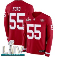 Nike San Francisco 49ers #55 Dee Ford Red Super Bowl LIV 2020 Team Color Men's Stitched NFL Limited Therma Long Sleeve Jersey