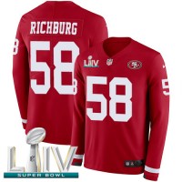 Nike San Francisco 49ers #58 Weston Richburg Red Super Bowl LIV 2020 Team Color Men's Stitched NFL Limited Therma Long Sleeve Jersey
