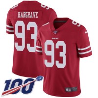 Nike San Francisco 49ers #93 Javon Hargrave Red Team Color Men's Stitched NFL 100th Season Vapor Limited Jersey