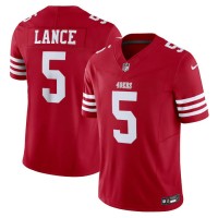 San Francisco San Francisco 49ers #5 Trey Lance Nike Men's Scarlet Vapor F.U.S.E. Limited Jersey