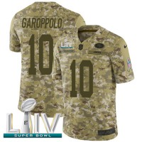 Nike San Francisco 49ers #10 Jimmy Garoppolo Camo Super Bowl LIV 2020 Men's Stitched NFL Limited 2018 Salute To Service Jersey