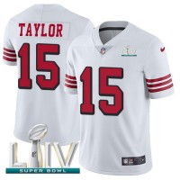 Nike San Francisco 49ers #15 Trent Taylor White Super Bowl LIV 2020 Rush Men's Stitched NFL Vapor Untouchable Limited Jersey