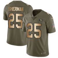 Nike San Francisco 49ers #25 Richard Sherman Olive/Gold Men's Stitched NFL Limited 2017 Salute To Service Jersey